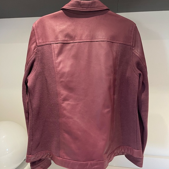 Denim & Co Merlot, Burgandy genuine leather button Jean Jacket gorgeous!Medium - Picture 10 of 11